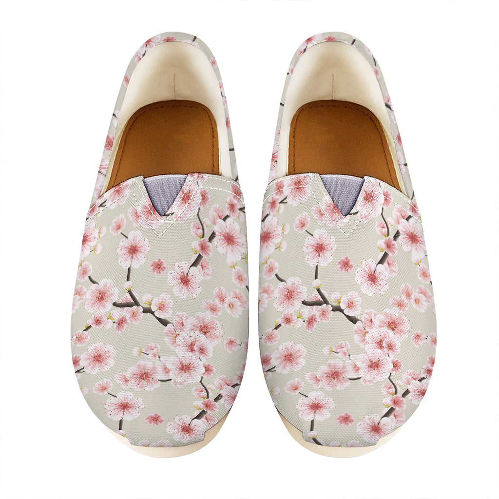 White Cherry Blossom Pattern Print Casual Shoes