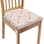 White Cherry Blossom Pattern Print Chair Cushion Cover