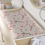 White Cherry Blossom Pattern Print Changing Pad Cover