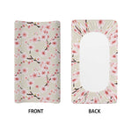 White Cherry Blossom Pattern Print Changing Pad Cover