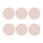 White Cherry Blossom Pattern Print Coaster Set
