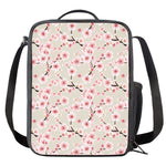 White Cherry Blossom Pattern Print Crossbody Lunch Bag
