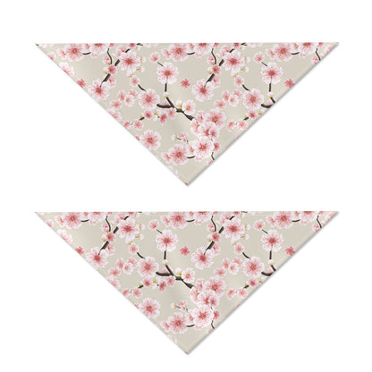 White Cherry Blossom Pattern Print Dog Bandana