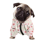 White Cherry Blossom Pattern Print Dog Zip Up Hoodie