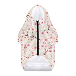 White Cherry Blossom Pattern Print Dog Zip Up Hoodie