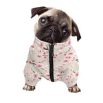 White Cherry Blossom Pattern Print Dog Zip Up Jacket