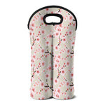 White Cherry Blossom Pattern Print Double Neoprene Wine Tote