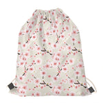 White Cherry Blossom Pattern Print Drawstring Bag