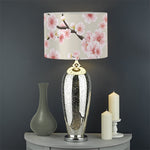 White Cherry Blossom Pattern Print Drum Lamp Shade