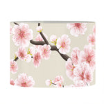 White Cherry Blossom Pattern Print Drum Lamp Shade