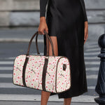 White Cherry Blossom Pattern Print Duffle Bag