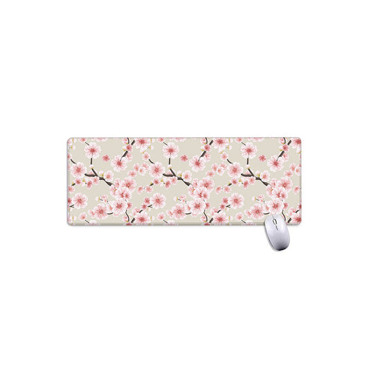 White Cherry Blossom Pattern Print Extended Mouse Pad
