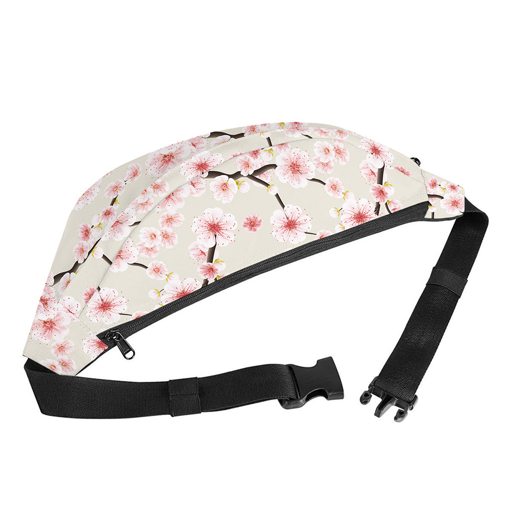 White Cherry Blossom Pattern Print Fanny Pack