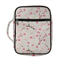 White Cherry Blossom Pattern Print Front Pocket Bible Bag