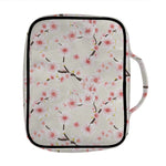 White Cherry Blossom Pattern Print Front Pocket Bible Bag