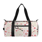 White Cherry Blossom Pattern Print Gym Bag