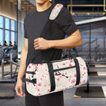 White Cherry Blossom Pattern Print Gym Bag