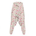 White Cherry Blossom Pattern Print Hammer Pants