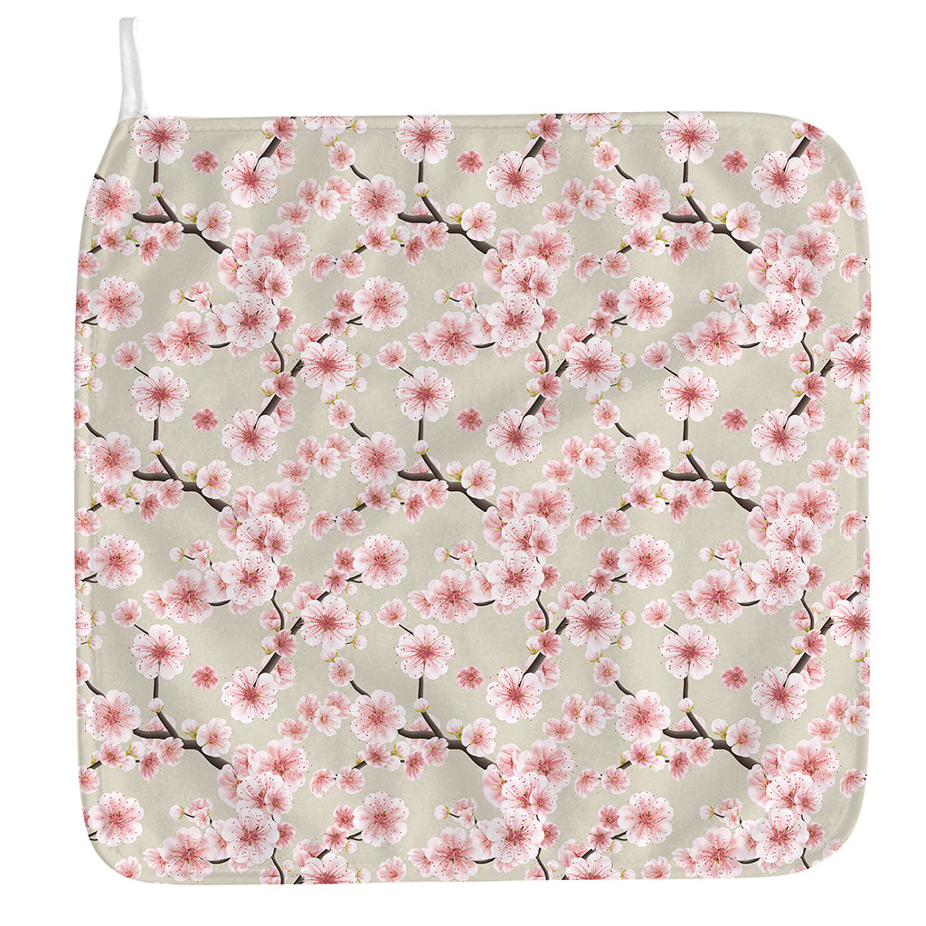 White Cherry Blossom Pattern Print Hand Towel