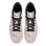 White Cherry Blossom Pattern Print High Top Leather Sneakers