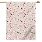 White Cherry Blossom Pattern Print House Flag