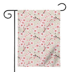 White Cherry Blossom Pattern Print House Flag