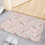 White Cherry Blossom Pattern Print Indoor Door Mat