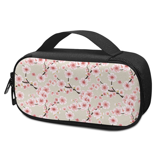 White Cherry Blossom Pattern Print Insulin Cooler Travel Case