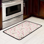 White Cherry Blossom Pattern Print Kitchen Mat