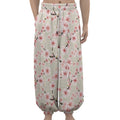 White Cherry Blossom Pattern Print Lantern Pants