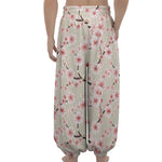 White Cherry Blossom Pattern Print Lantern Pants
