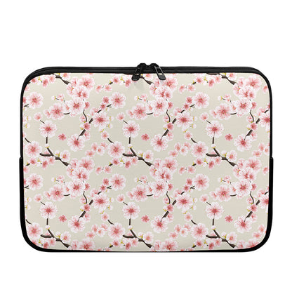 White Cherry Blossom Pattern Print Laptop Sleeve