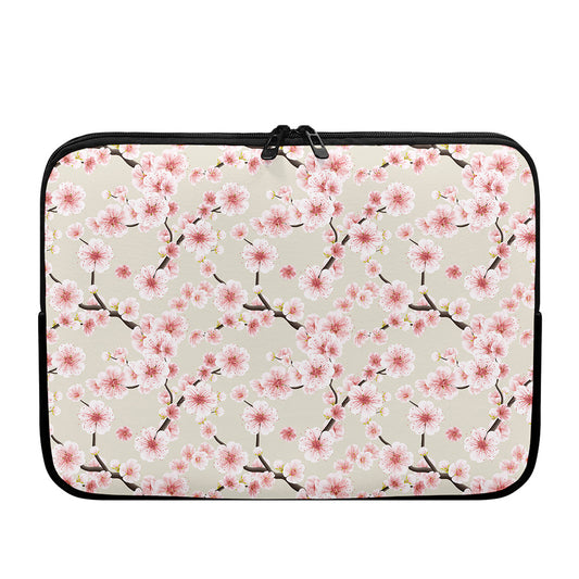 White Cherry Blossom Pattern Print Laptop Sleeve