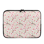 White Cherry Blossom Pattern Print Laptop Sleeve