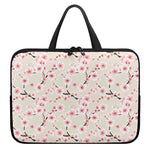White Cherry Blossom Pattern Print Laptop Sleeve With Handle