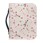 White Cherry Blossom Pattern Print Leather Bible Cover