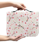 White Cherry Blossom Pattern Print Leather Bible Cover