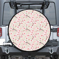 White Cherry Blossom Pattern Print Leather Spare Tire Cover