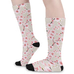 White Cherry Blossom Pattern Print Long Socks