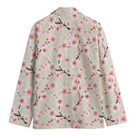 White Cherry Blossom Pattern Print Men's Blazer