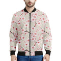 White Cherry Blossom Pattern Print Men's Bomber Jacket