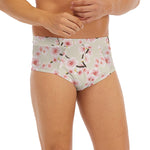 White Cherry Blossom Pattern Print Men's Briefs