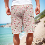 White Cherry Blossom Pattern Print Men's Cargo Shorts