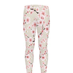 White Cherry Blossom Pattern Print Men's leggings
