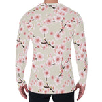 White Cherry Blossom Pattern Print Men's Long Sleeve T-Shirt