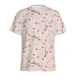 White Cherry Blossom Pattern Print Men's Sports T-Shirt