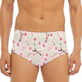 White Cherry Blossom Pattern Print Men's Triangle Swim Briefs