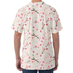 White Cherry Blossom Pattern Print Men's Velvet T-Shirt