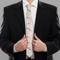 White Cherry Blossom Pattern Print Necktie