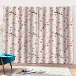 White Cherry Blossom Pattern Print Pencil Pleat Curtains